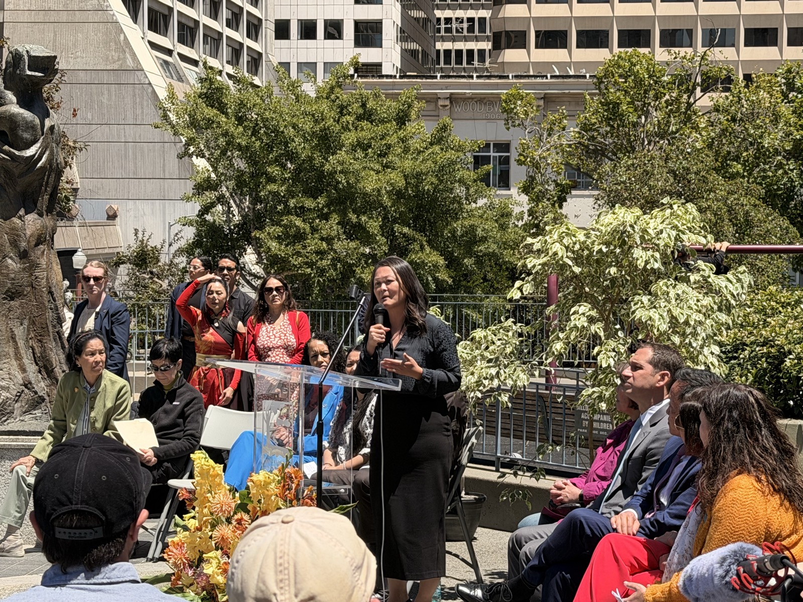 A speaker at the Portsmouth Square groundbreaking press conference